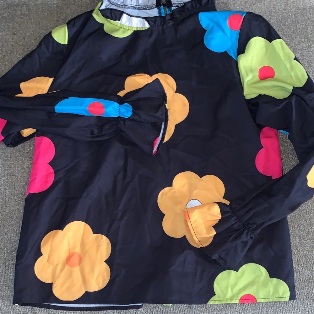 Source Unknown Black Floral Kids Swim Rashguard